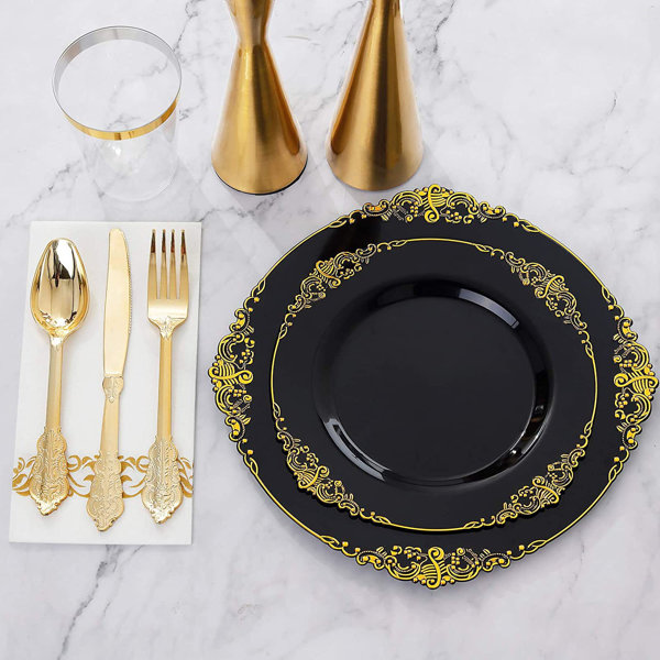 Bulk gold plastic plates online